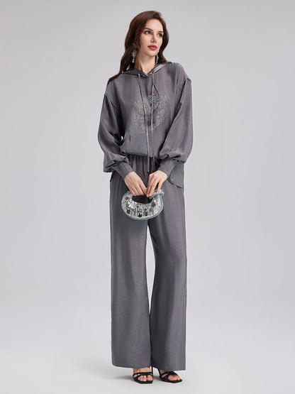 Rahat Asetat Düz Pantolon