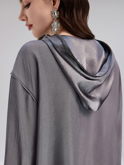 El Yapımı Taşlı Kapüşonlu Sweatshirt