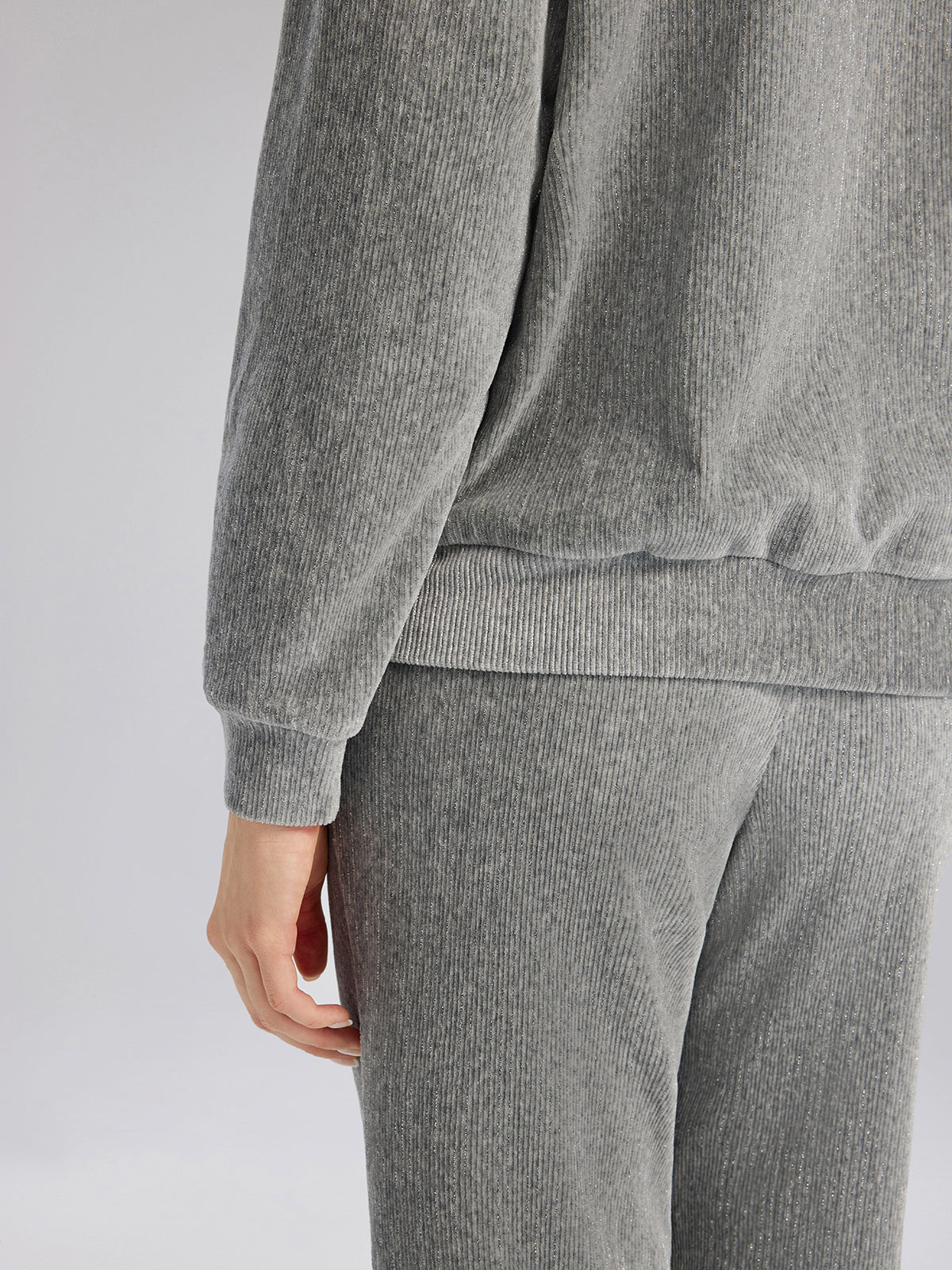 Şönil Fitilli Boncuklu Kapüşonlu Fermuarlı Ceket