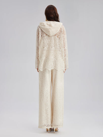 Dantelli Kapüşonlu Şık Ceket