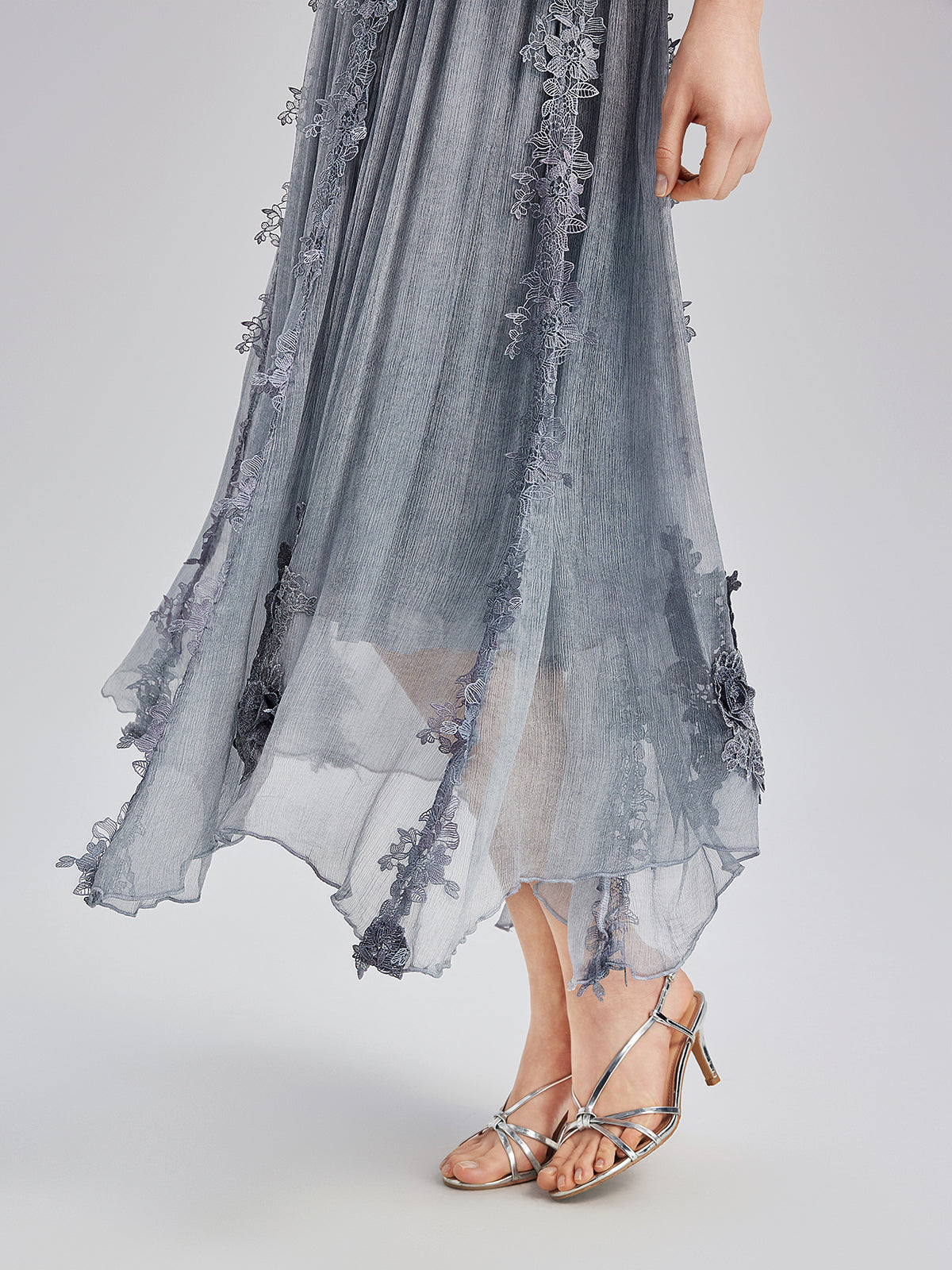 Şık 3 Boyutlu Dantel Boyamalı İpek Etek