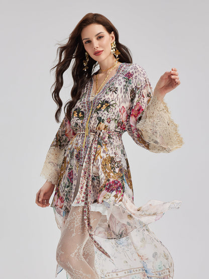 Fransız Romantik Şık Çiçekli Elbise