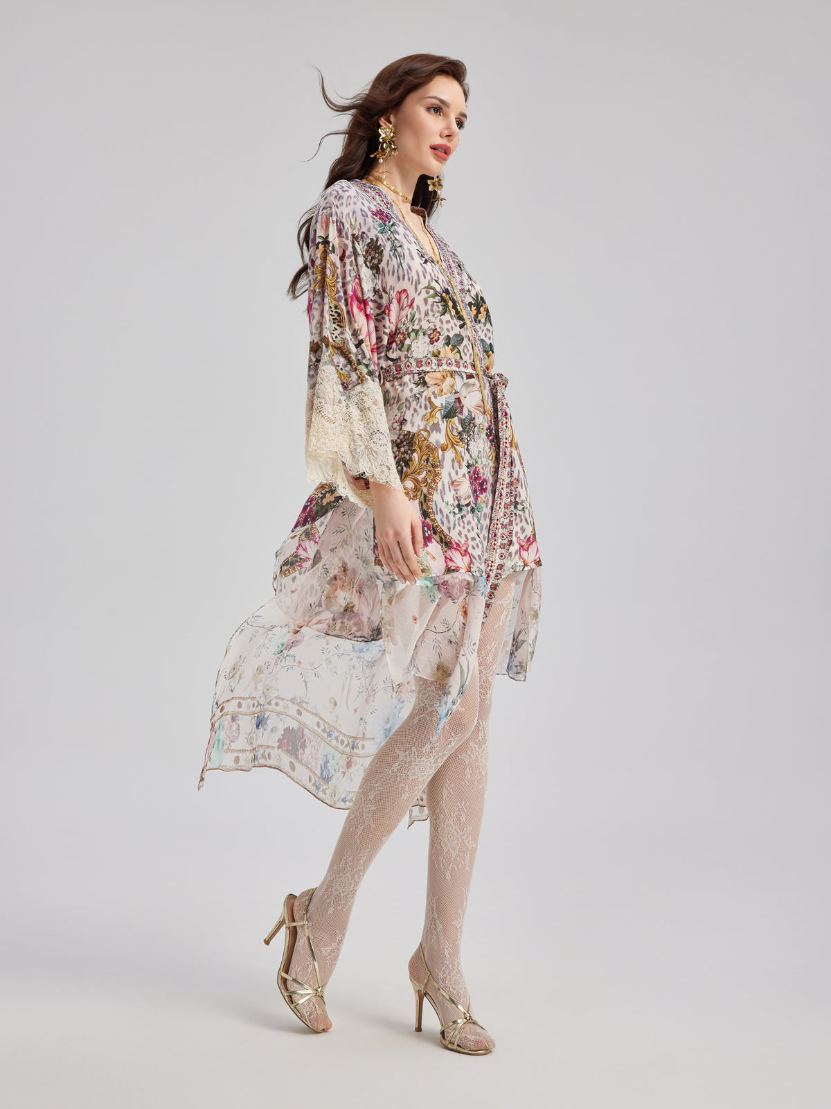 Fransız Romantik Şık Çiçekli Elbise