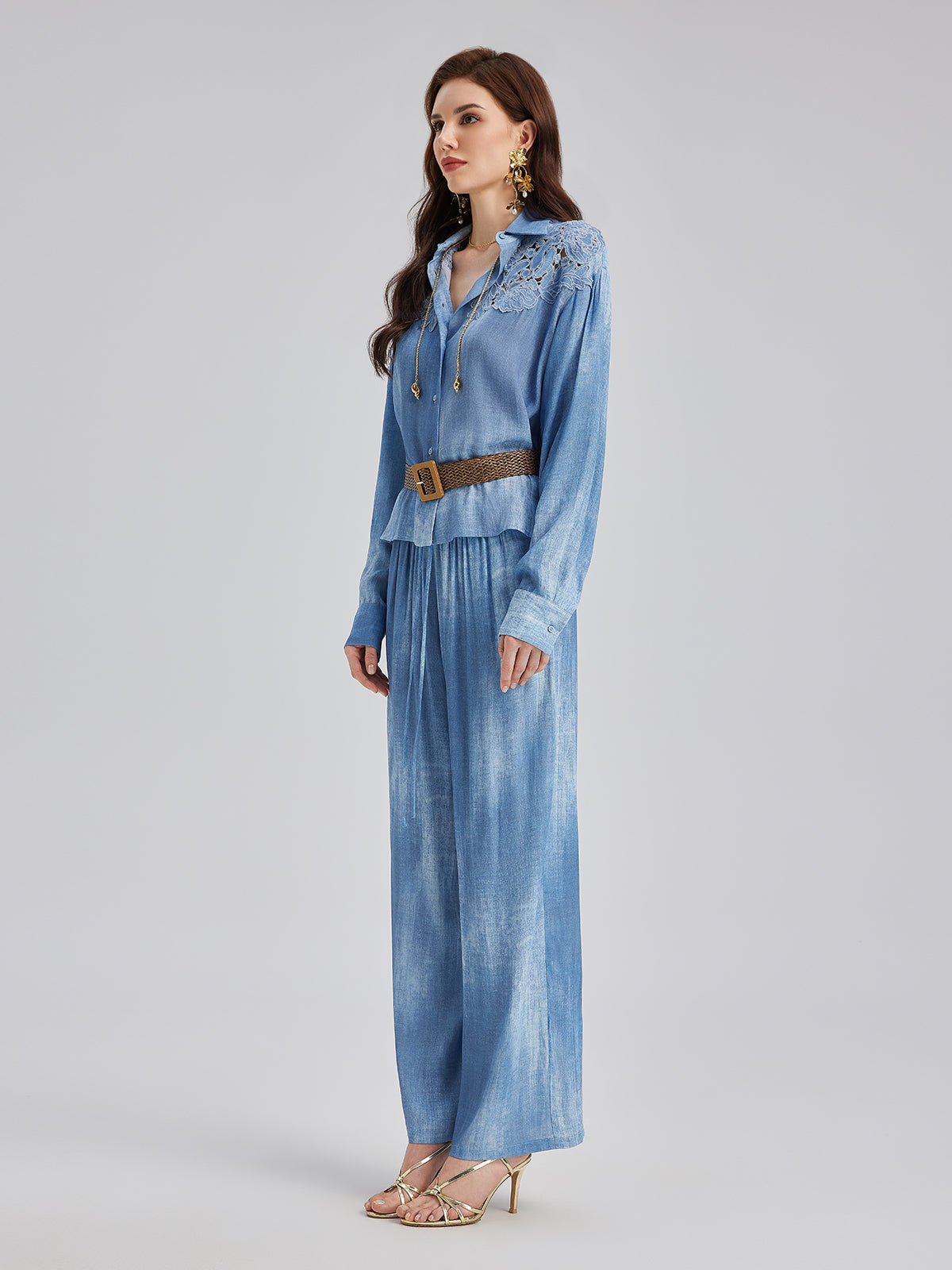 Renk Geçişli Boyalı Desenli Kot Pantolon