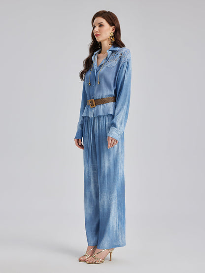 Renk Geçişli Boyalı Desenli Kot Pantolon