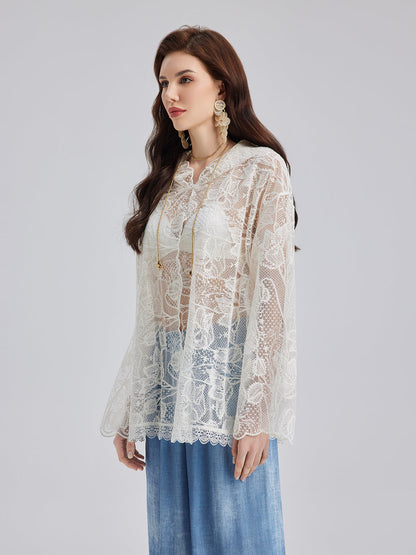 Özel Delik İşlemeli Kısa Kollu Kapüşonlu