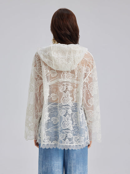 Özel Delik İşlemeli Kısa Kollu Kapüşonlu