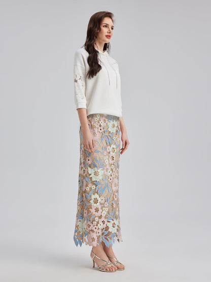 Özel Pencereli Nakışlı Kısa Kollu Kapüşonlu