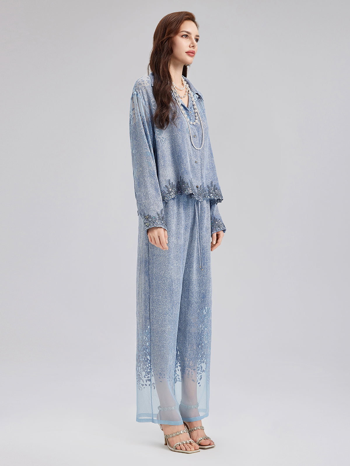 Özel Kot Efektli Renk Geçişli Dantel Gömlek