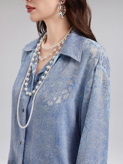 Özel Kot Efektli Renk Geçişli Dantel Gömlek