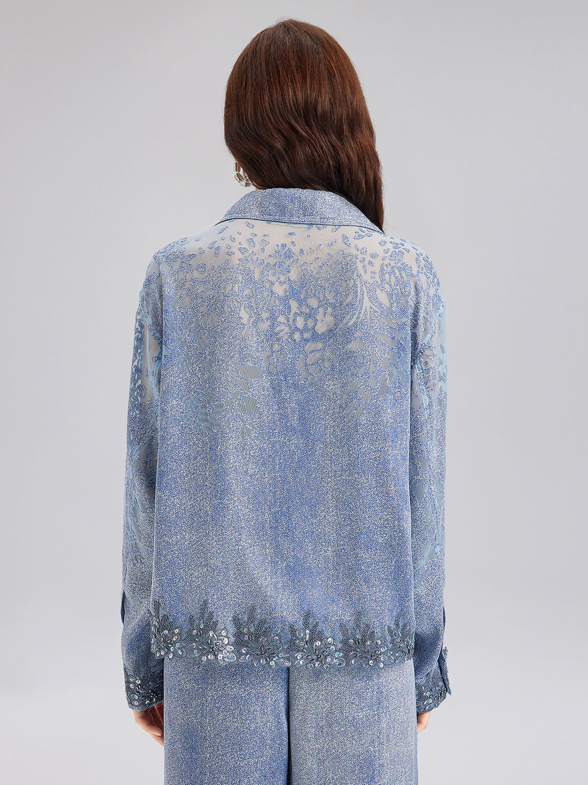 Özel Kot Efektli Renk Geçişli Dantel Gömlek