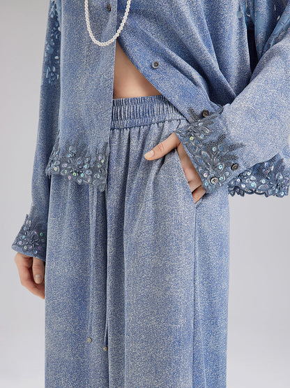 Özel Kot Efektli Renk Geçişli Lastikli Pantolon