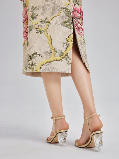 3 Boyutlu Jakar El İşlemeli Boncuklu Etek