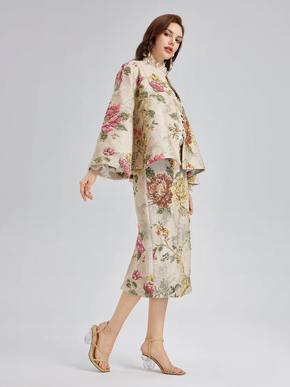 3 Boyutlu Jakar El İşlemeli Boncuklu Etek