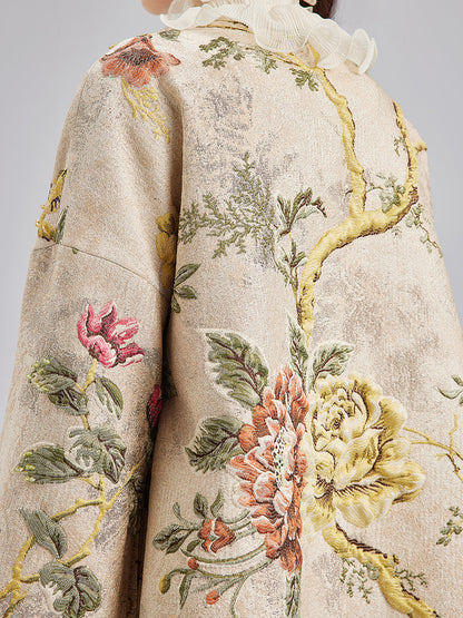 3 Boyutlu Jakar El İşlemeli Boncuklu Ceket