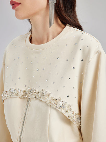 Taş İşlemeli Fermuarlı Yelek ve Takım