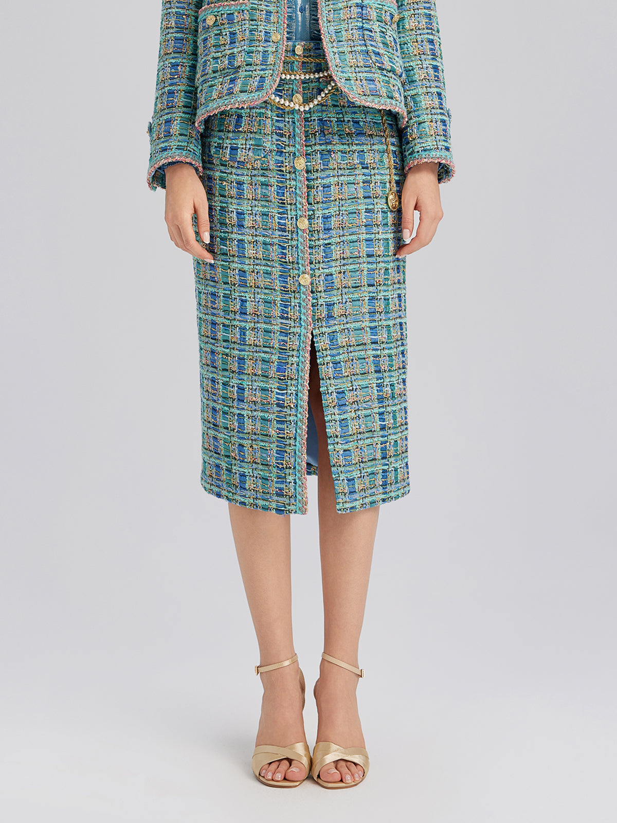 Çok Renkli Tüvit Örgü Kenarlı Etek