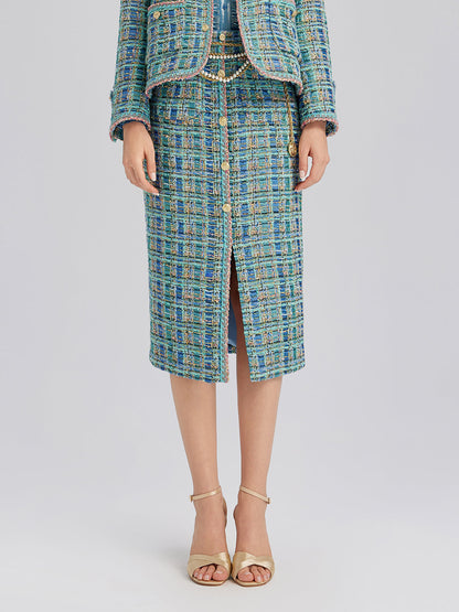 Çok Renkli Tüvit Örgü Kenarlı Etek