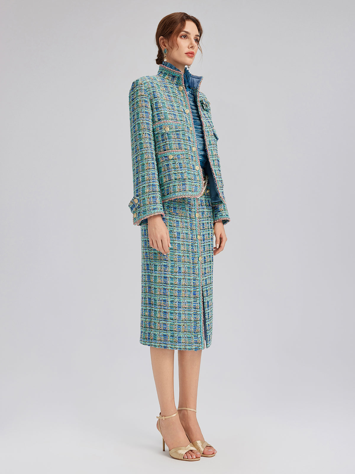 Çok Renkli Tüvit Örgü Kenarlı Etek