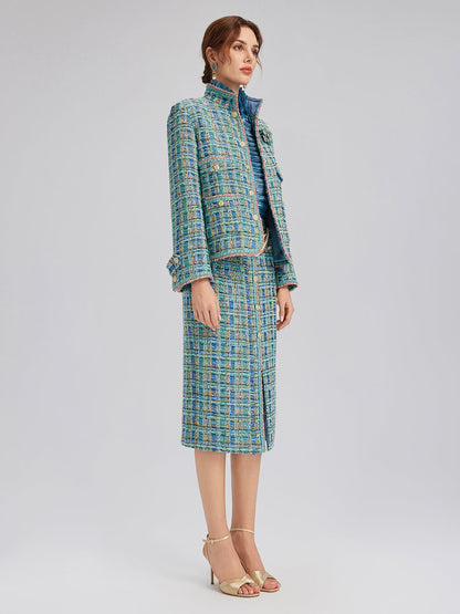 Çok Renkli Tüvit Örgü Kenarlı Etek