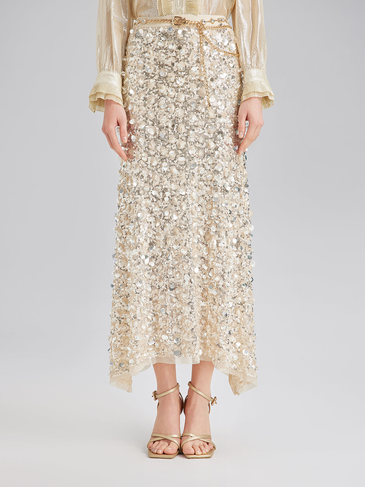 Katlı Pullu Balık Beli Lastikli Etek