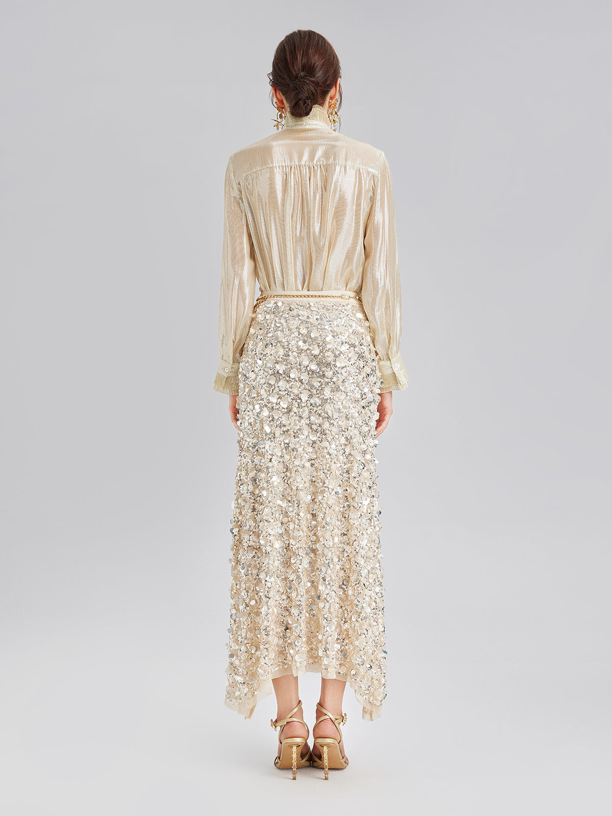 Katlı Pullu Balık Beli Lastikli Etek