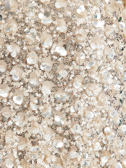 Katlı Pullu Balık Beli Lastikli Etek