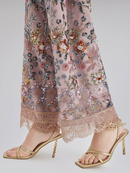 Çok Renkli Pullu Nakışlı Pantolon