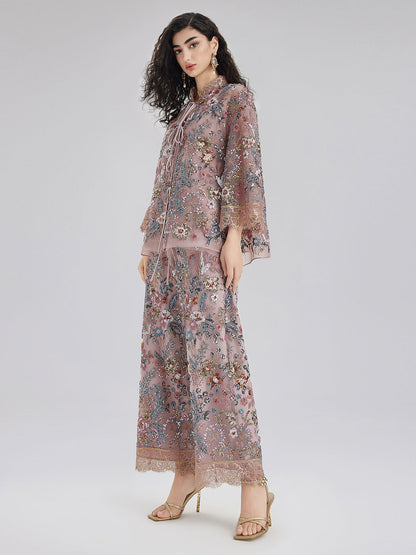 Çok Renkli Pullu Nakışlı Pantolon