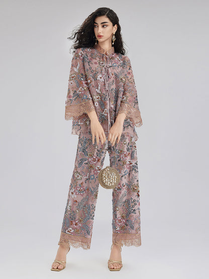 Çok Renkli Pullu Nakışlı Bluz