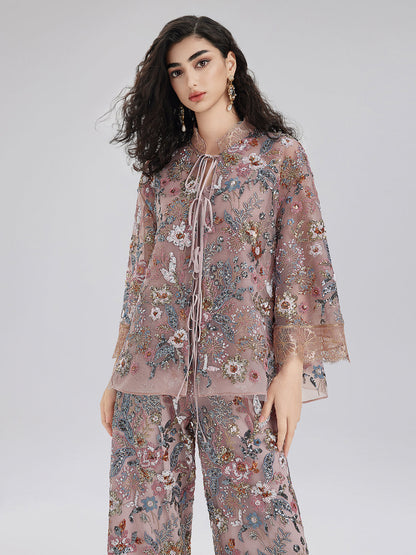 Çok Renkli Pullu Nakışlı Bluz