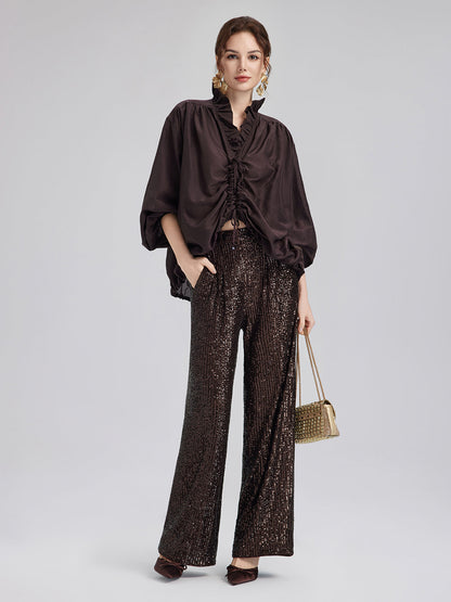 Sade Lüks Pullu Bol Paça Pantolon