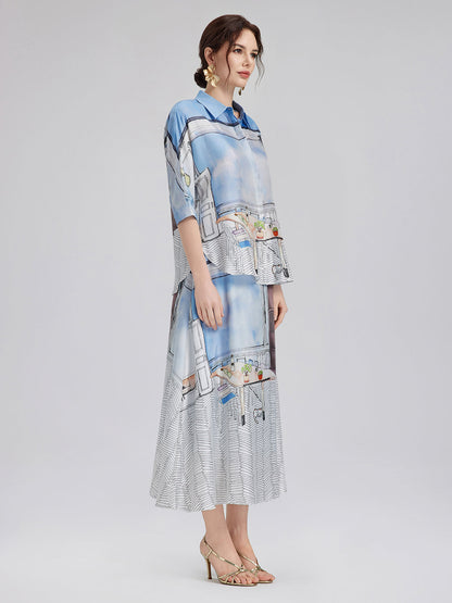 İpek Fitilli Desenli Etek (%100 İpek)