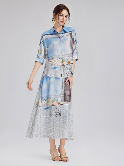 İpek Fitilli Desenli Etek (%100 İpek)