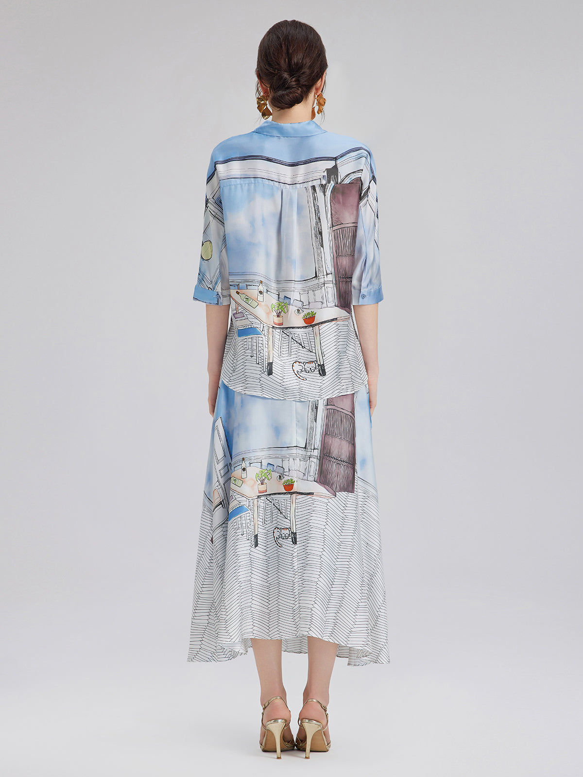 İpek Fitilli Desenli Gömlek (%100 İpek)