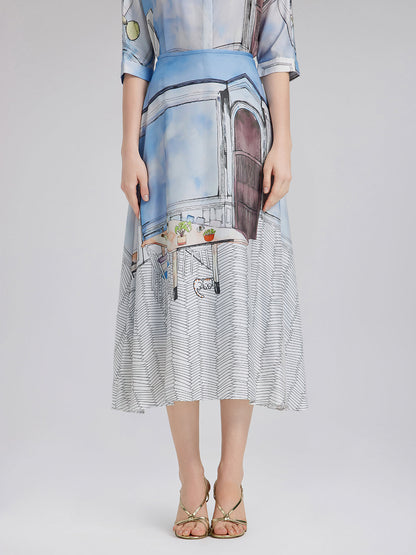 İpek Fitilli Desenli Etek (%100 İpek)