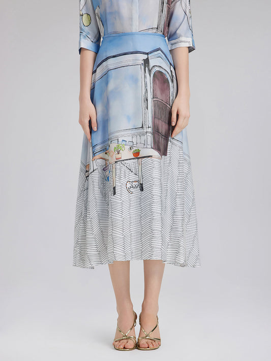 İpek Fitilli Desenli Etek (%100 İpek)