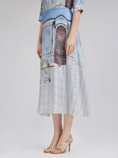 İpek Fitilli Desenli Etek (%100 İpek)