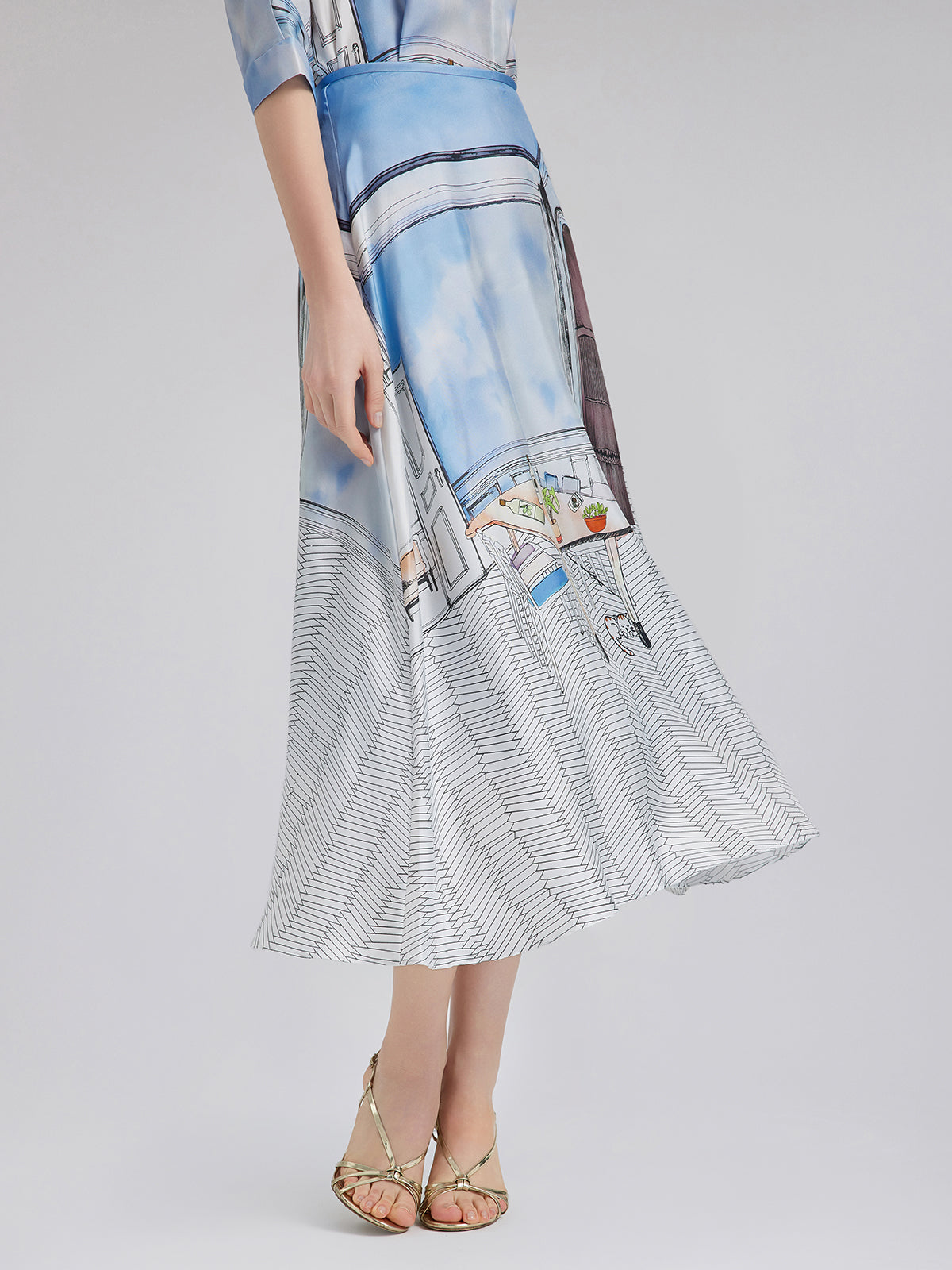 İpek Fitilli Desenli Etek (%100 İpek)