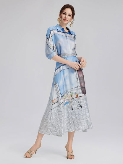 İpek Fitilli Desenli Etek (%100 İpek)