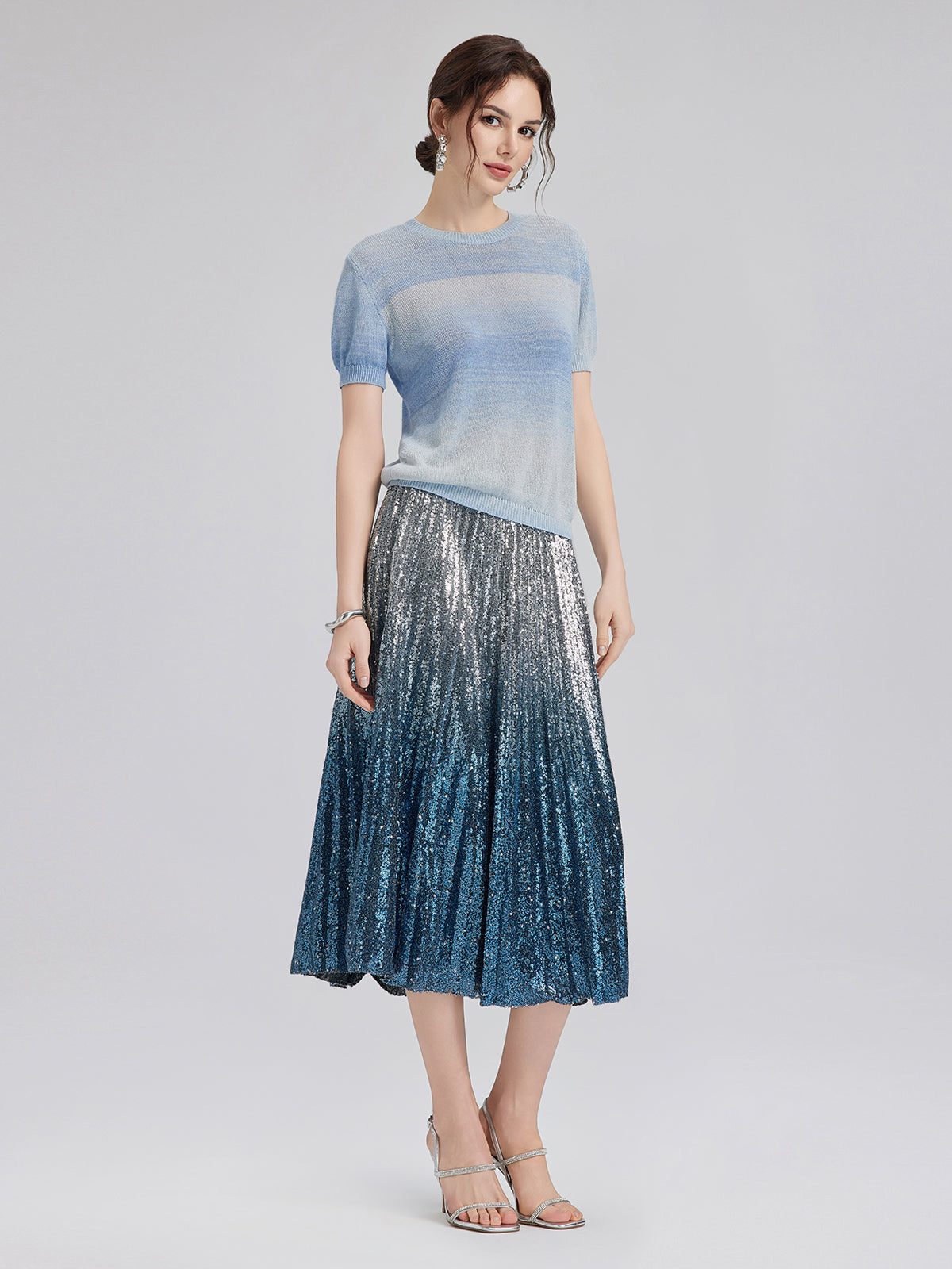 Renk Geçişli Esnek Pamuklu Bluz