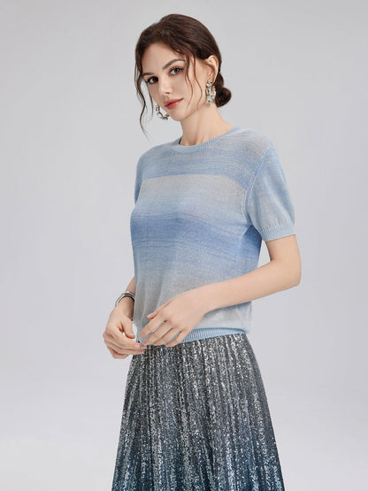 Renk Geçişli Esnek Pamuklu Bluz