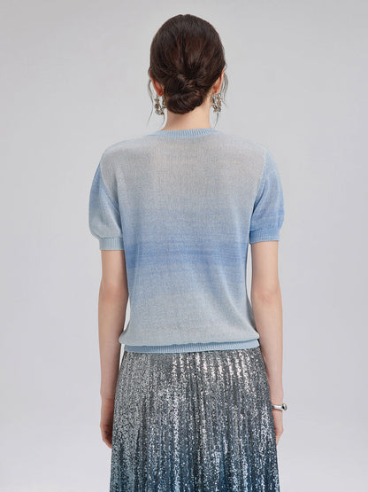 Renk Geçişli Esnek Pamuklu Bluz