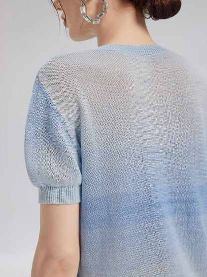 Renk Geçişli Esnek Pamuklu Bluz