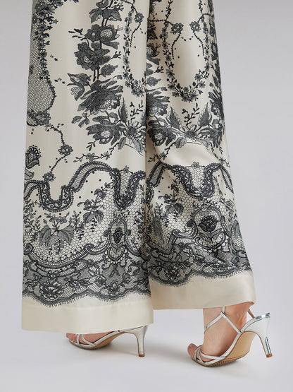 Siyah Kirpik Dantelli Rahat Pantolon