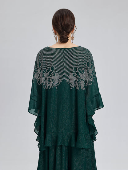 Metalik Şifon Taşlı V Yaka Bluz