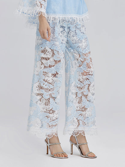 İki Renkli Dantelli Barok Kelebekli Pantolon