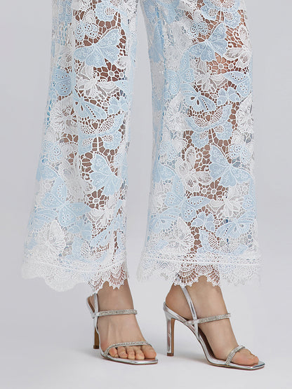 İki Renkli Dantelli Barok Kelebekli Pantolon
