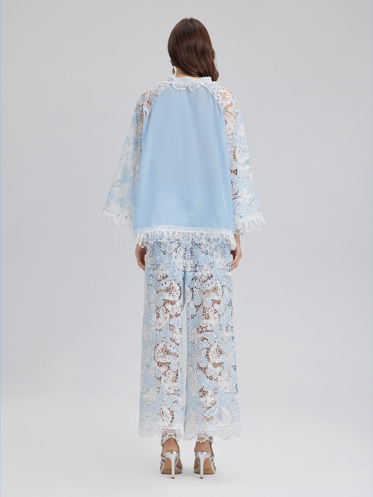 İki Renkli Dantelli Barok Kelebekli Pantolon