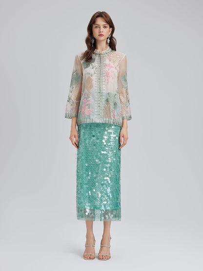 İpek Organze Nakışlı Gömlek